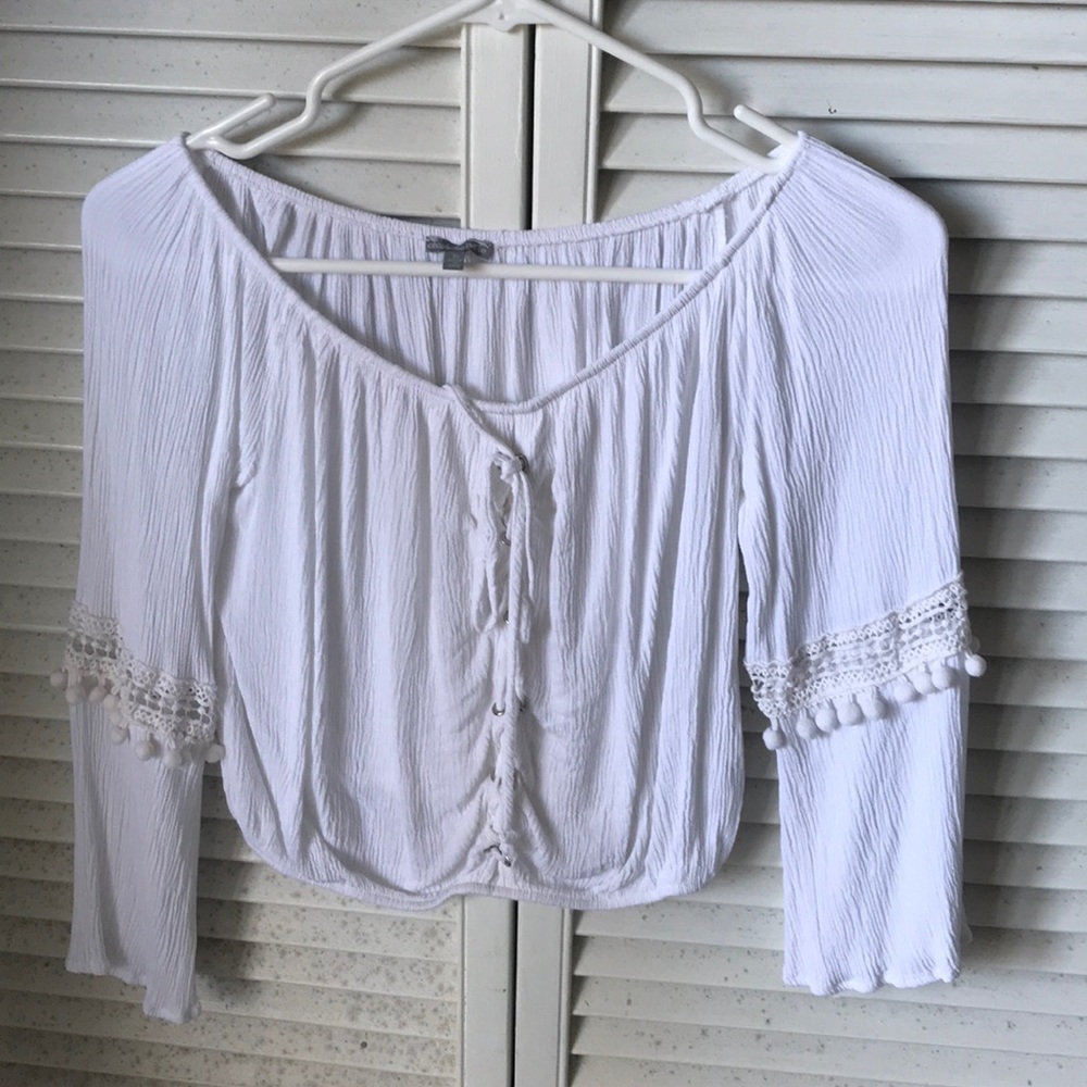 White Off the Shoulder Blouse!